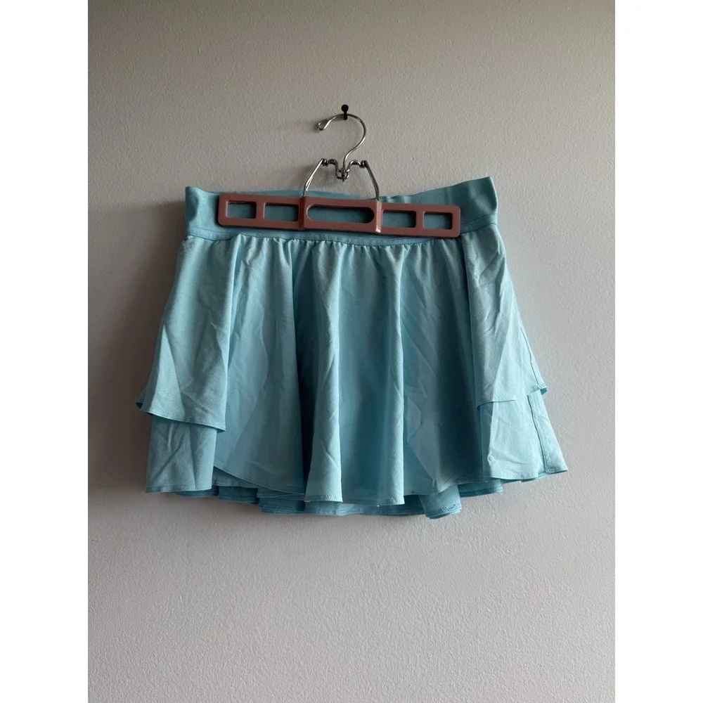 Lululemon Court Rival High Rise Tennis Skort Sz 8 Blue Athletic Skirt Layered‎